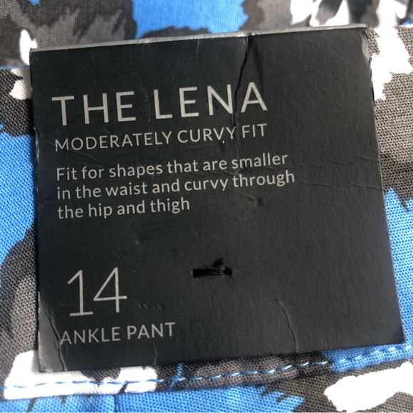 Lane Bryant Lena Modernist Blue Floral Ankle Pant Stretch Cotton Blend Sz 14 NWT - Picture 15 of 16